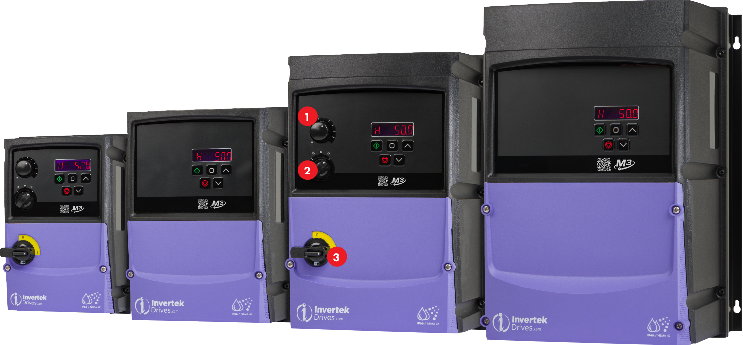 Optidrive M3 IP66 Sizes